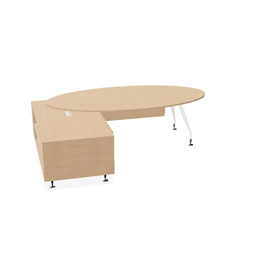 ovaler Besprechungstisch mit Kombination auf Beistellschrank oder Modul Basiselementen DV504 Milo H. 250  H. 75  T. 125 